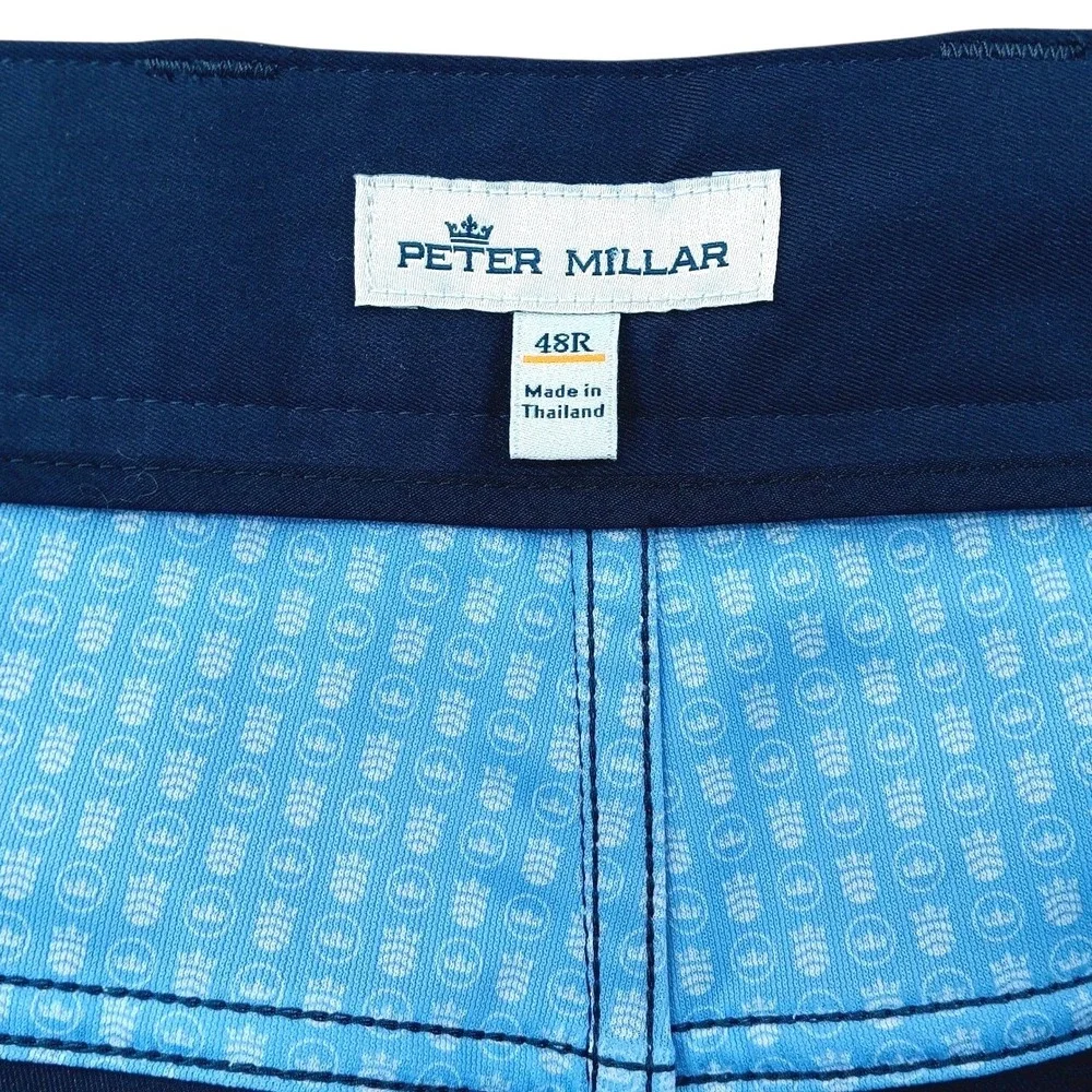 Peter Millar Performance 5-Pocket Pants Mens 48x28 Blue Poly Regular Golf EB66